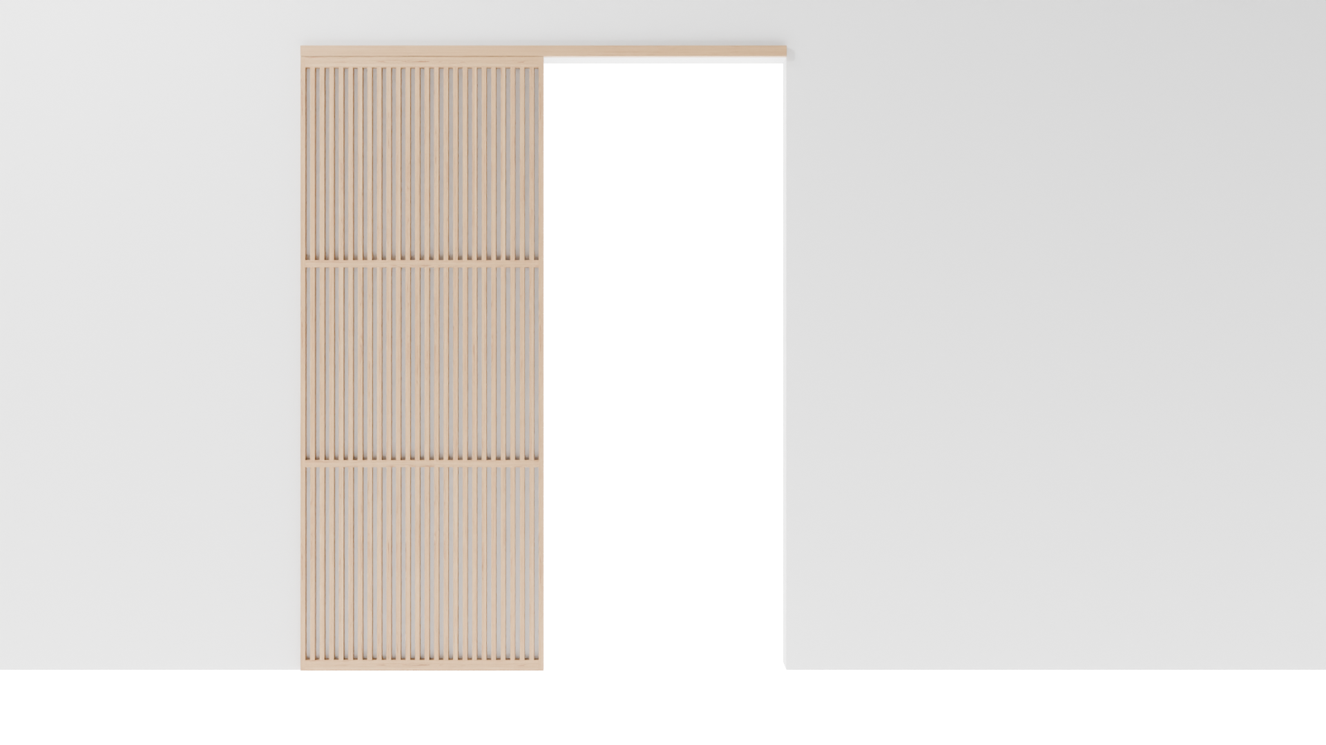 Minimalistische Japanse schuifdeur, opgebouwd uit 1 paneel blank gelakt massief eikenhout, met strakke lijnen en een serene uitstraling