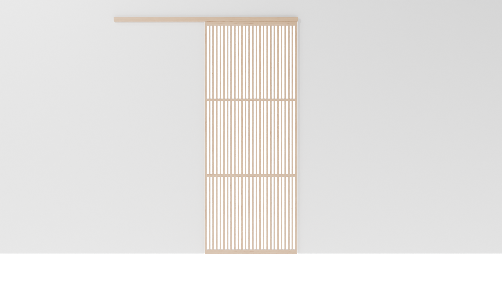 Minimalistische Japanse schuifdeur, opgebouwd uit 1 paneel blank gelakt massief eikenhout, met strakke lijnen en een serene uitstraling