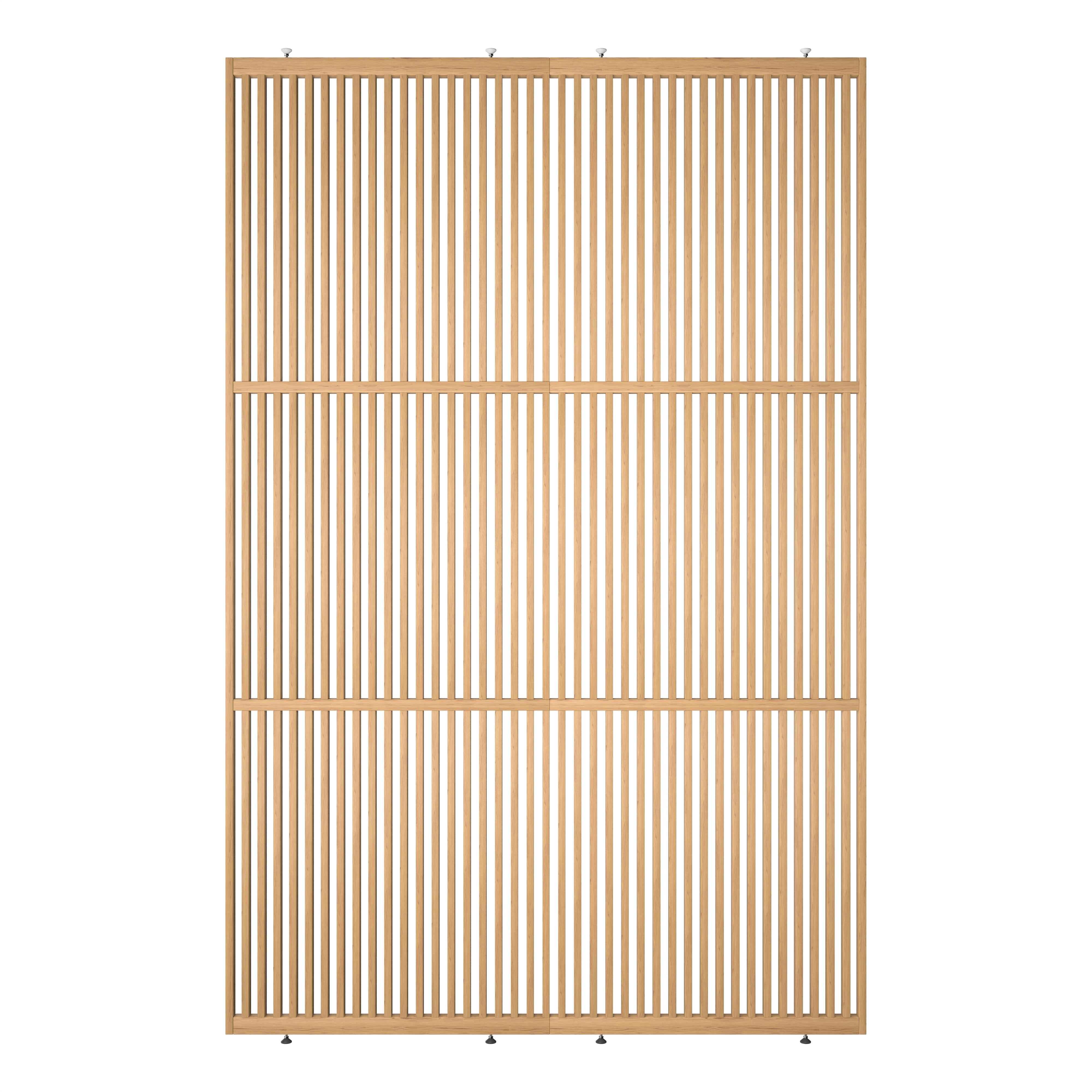 Houten roomdivider met twee gekoppelde delen in XL-formaat, van blank gelakt massief eiken voor een strakke, natuurlijke uitstraling