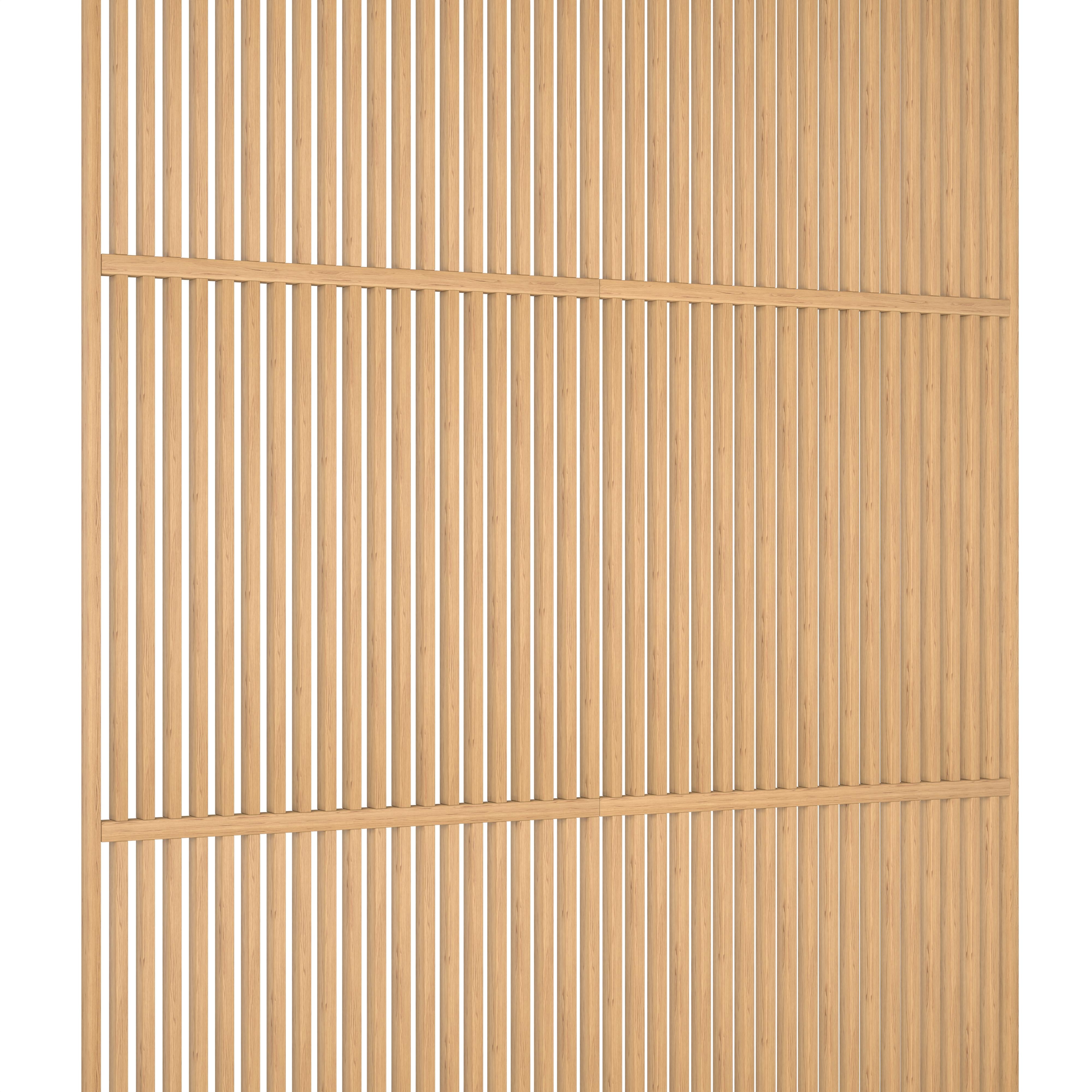 Houten roomdivider met twee gekoppelde delen in XL-formaat, van blank gelakt massief eiken voor een strakke, natuurlijke uitstraling