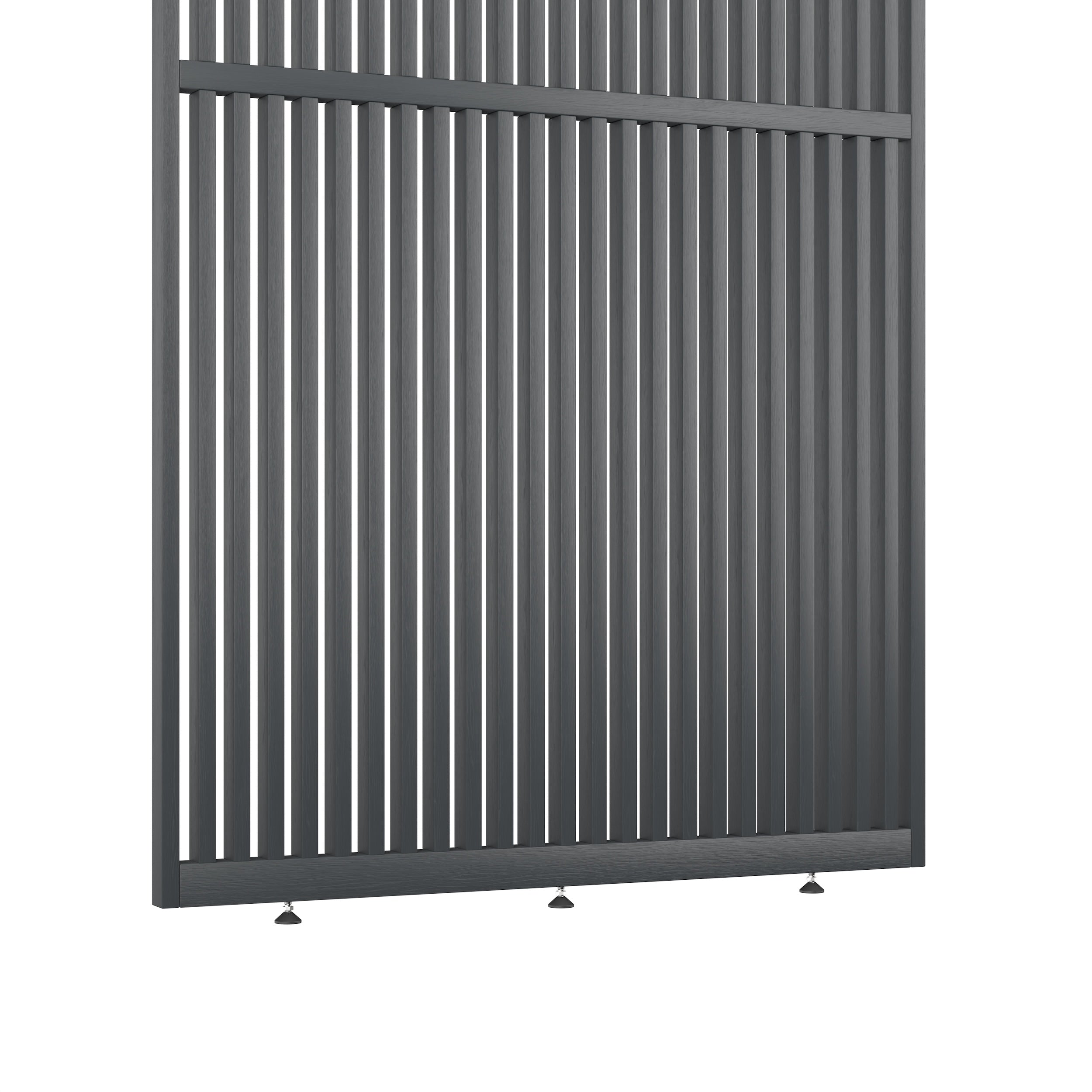 plafondhoge roomdivider op maat model light antraciet massief eiken front aanzicht