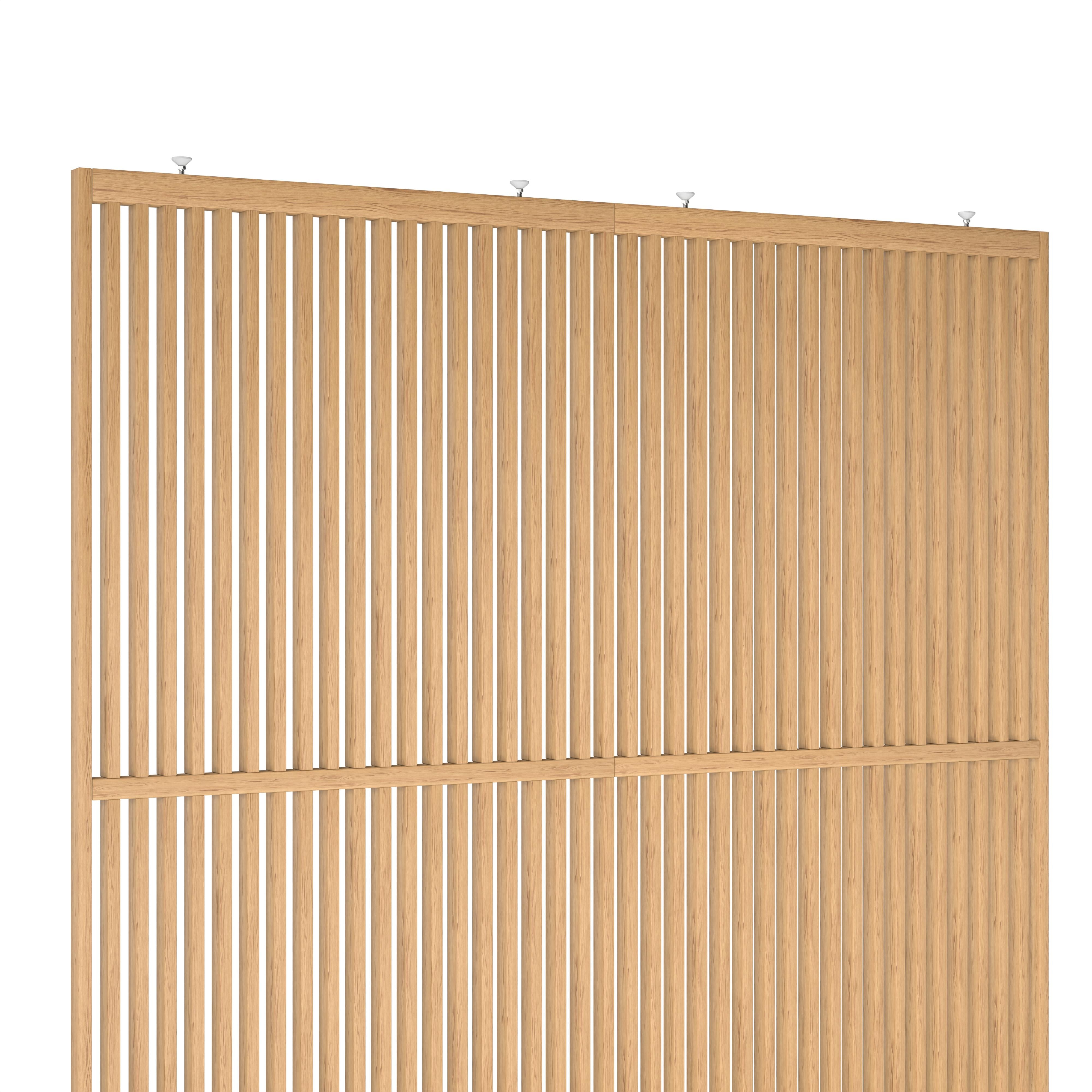 vooraanzicht detail van roomdivider op maat xl eiken blank gelakt massief eiken