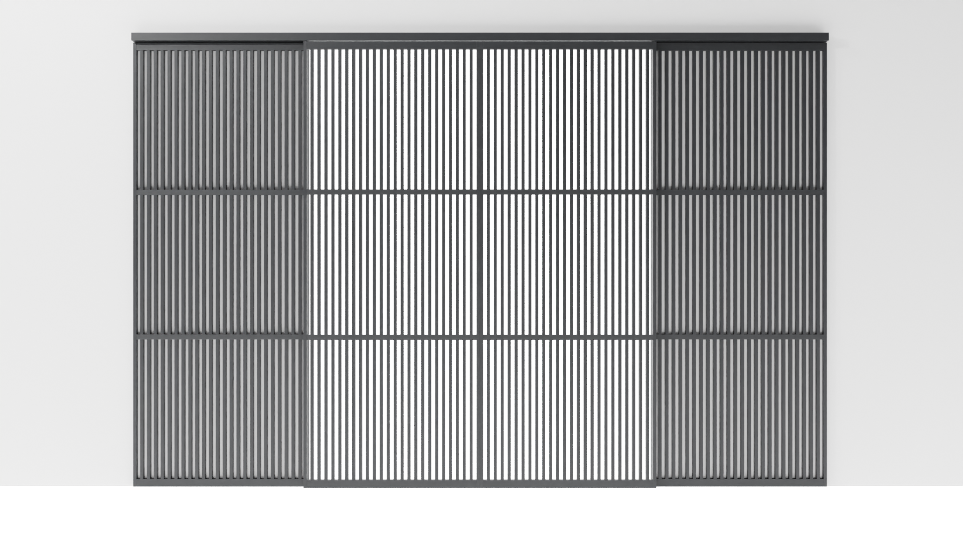 Minimalistische Japanse schuifdeuren, opgebouwd uit 4 panelen gelakt massief eikenhout, met strakke lijnen en een serene uitstraling