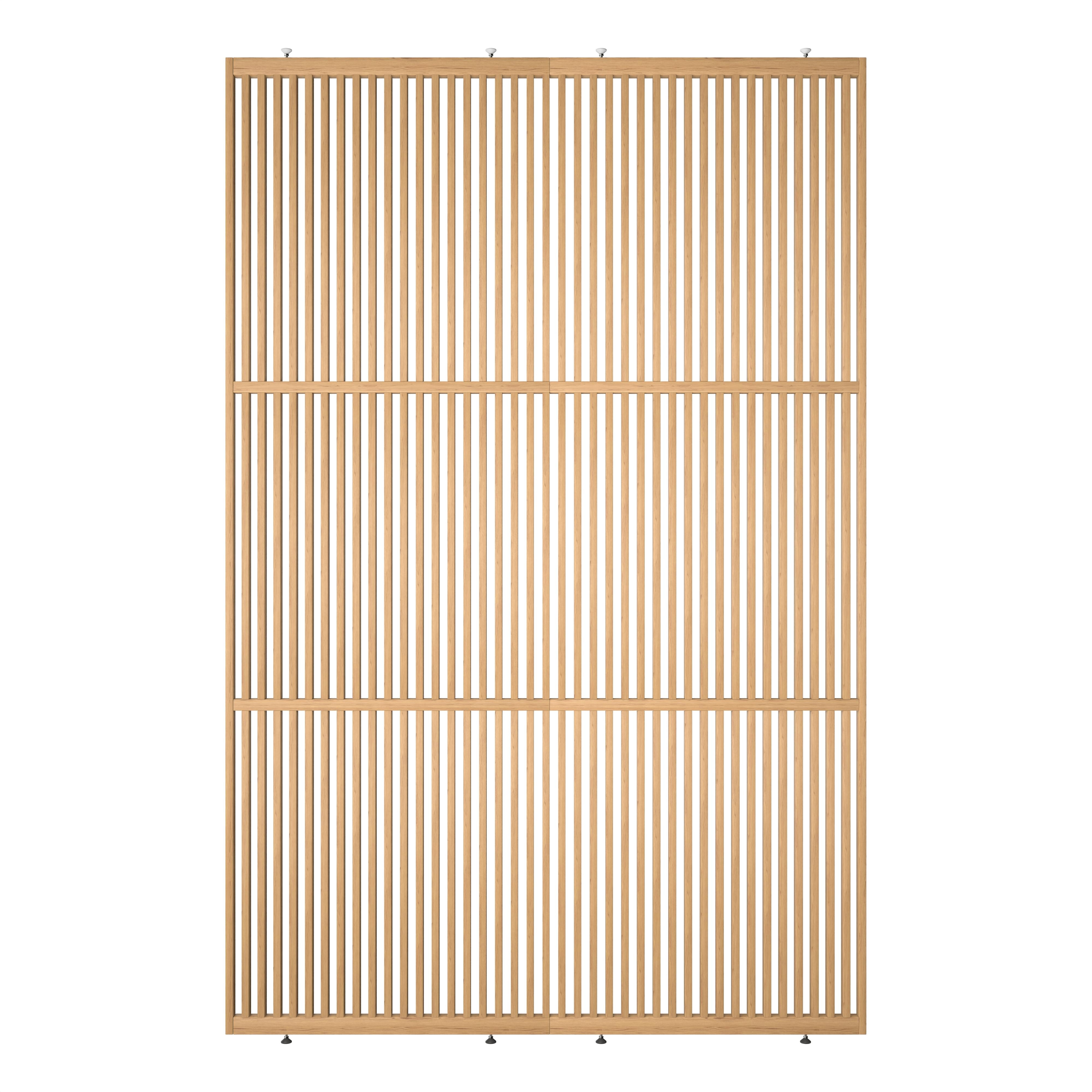 Houten roomdivider met twee gekoppelde delen in XL-formaat, van blank gelakt massief eiken voor een strakke, natuurlijke uitstraling