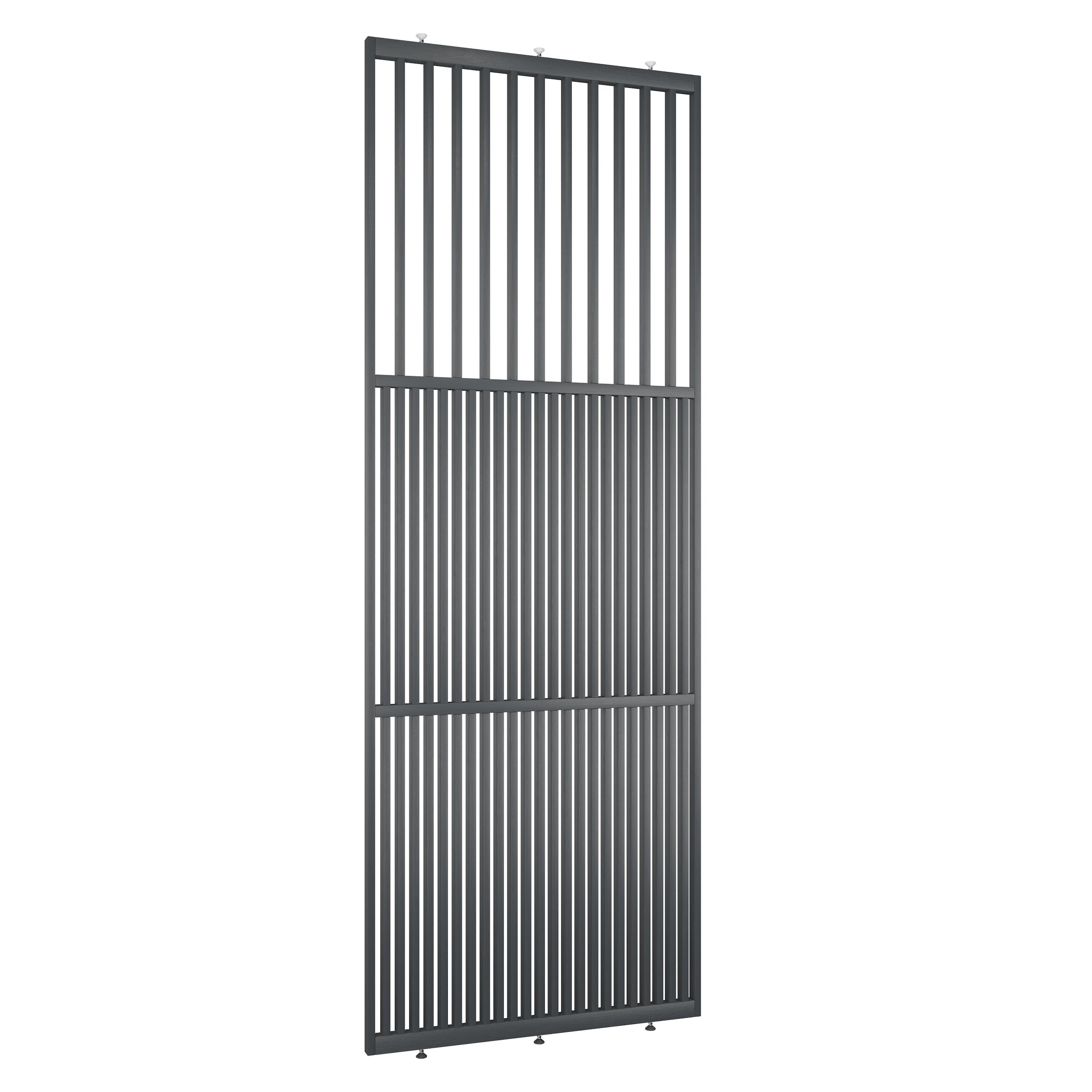 plafondhoge roomdivider op maat model light antraciet ral 7021 massief eiken schuin links