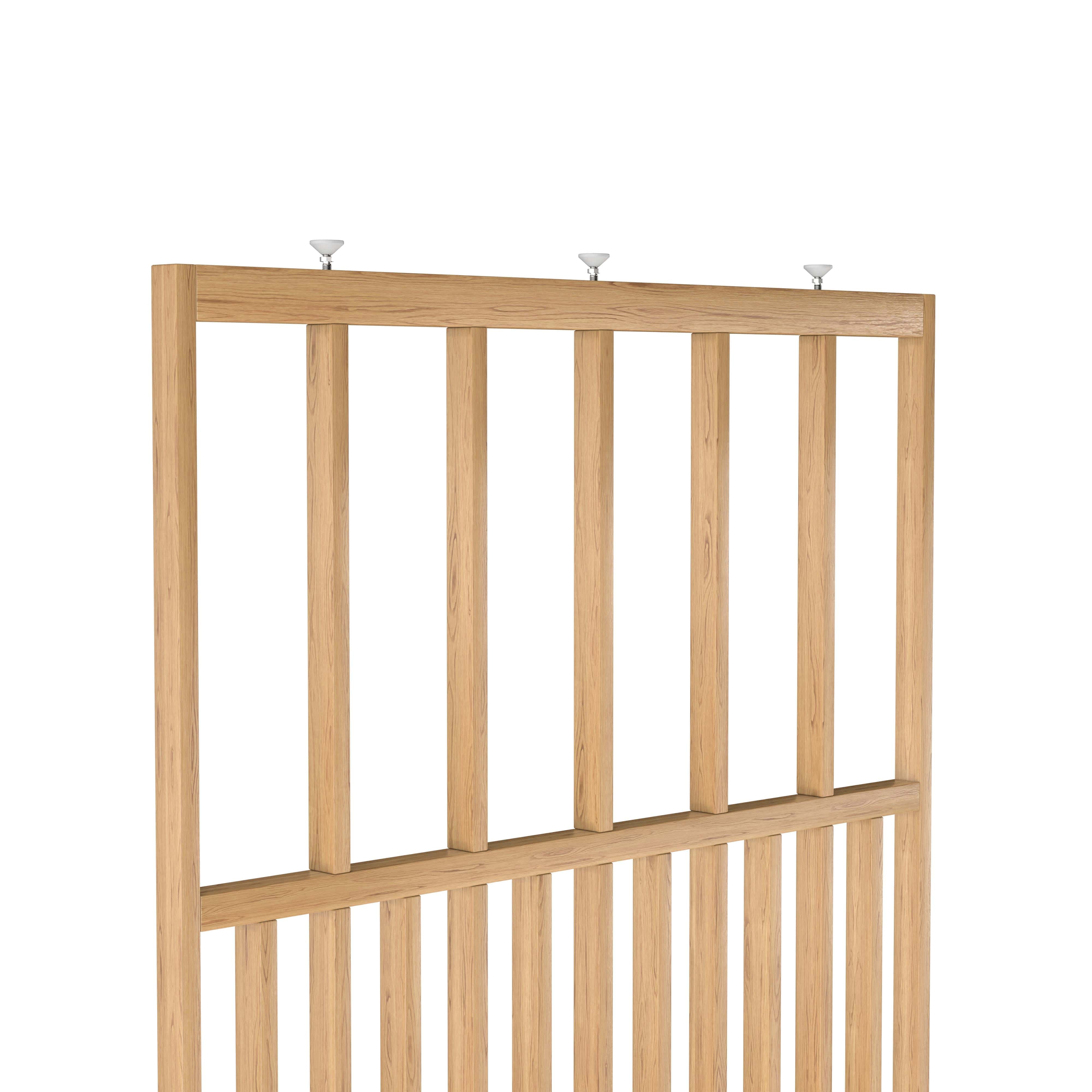 Detail bovenkant Frame Flow roomdivider op maat plafondhoog eiken blank