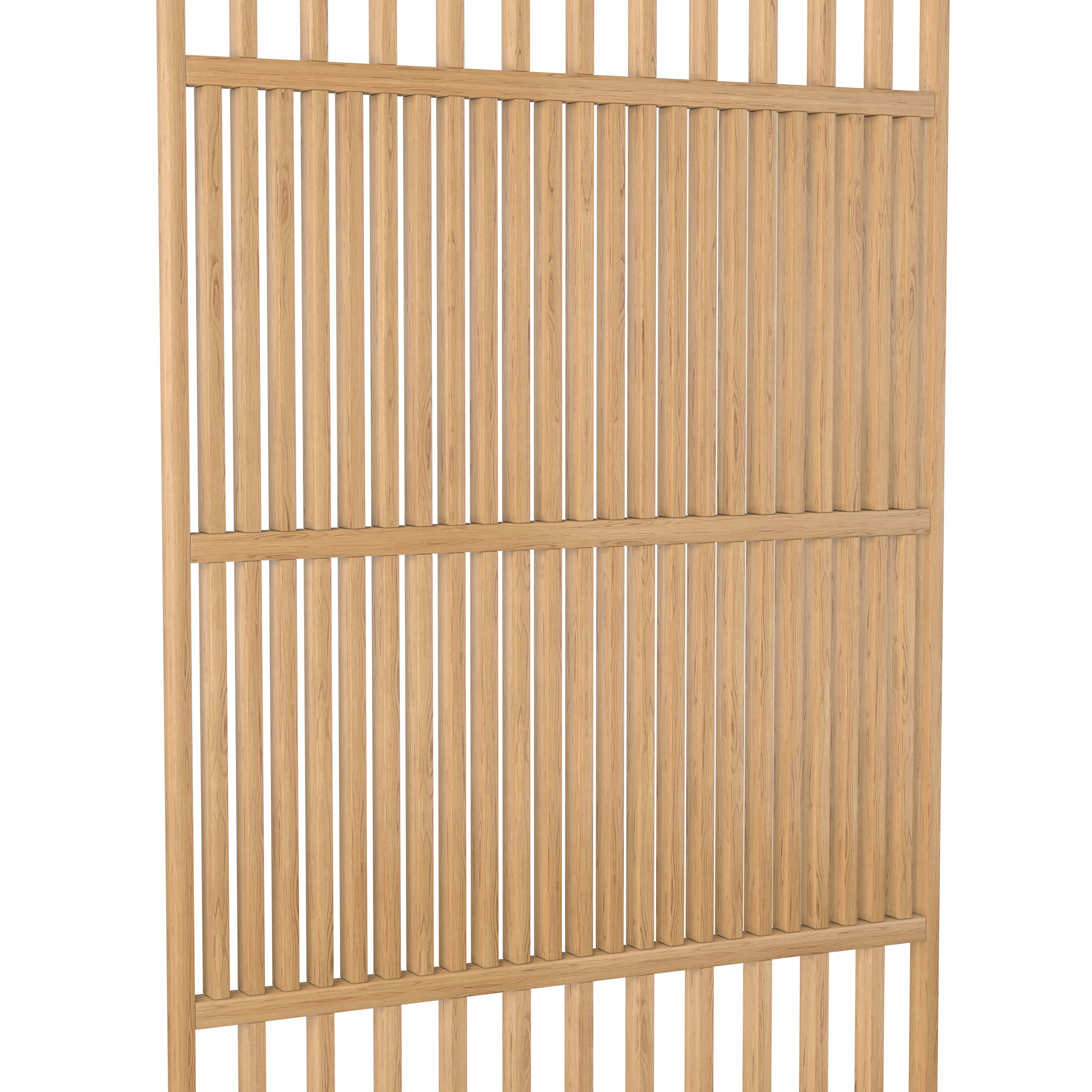 Detail latten Frame Flow roomdivider op maat plafondhoog eiken blank