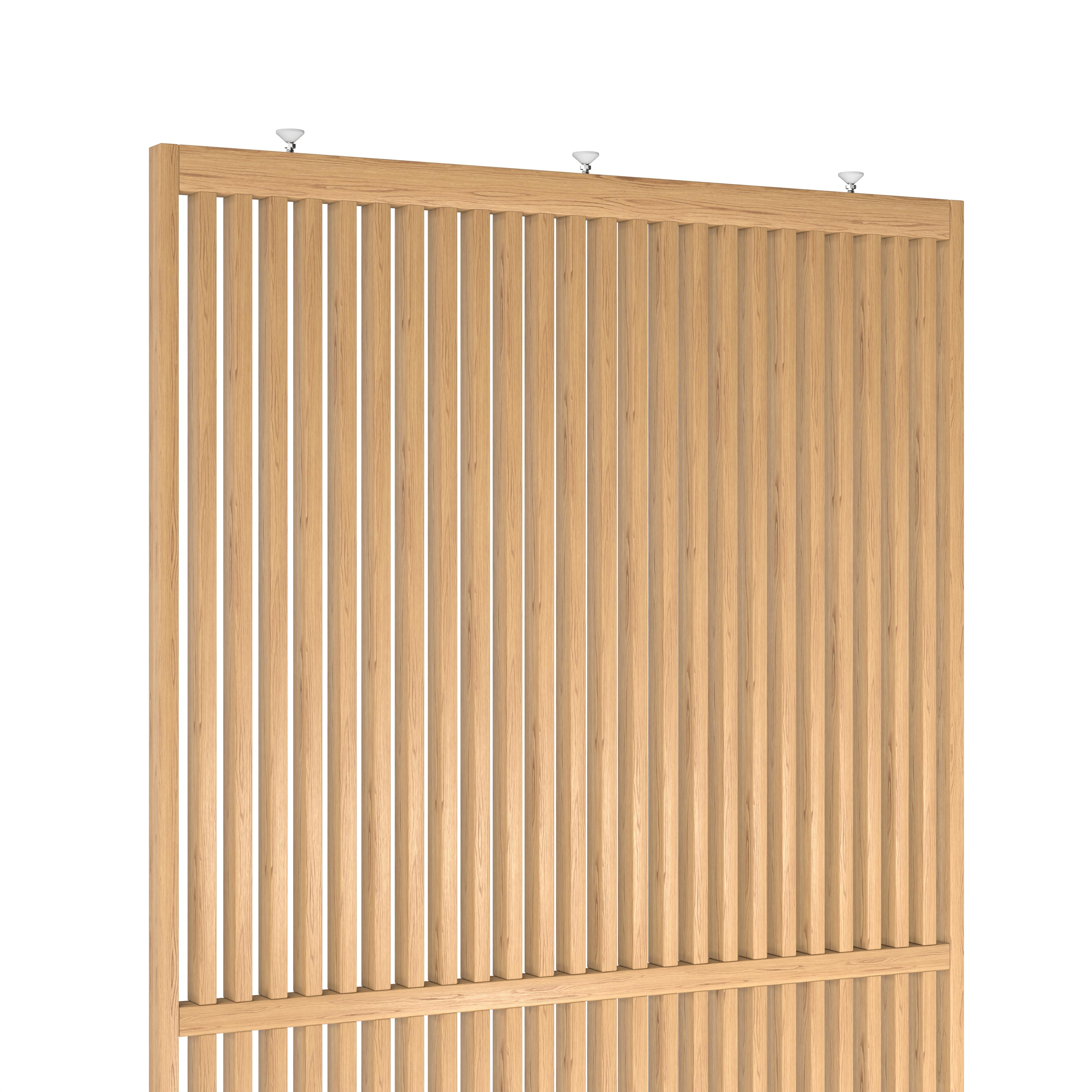 Bovenkant aansluiting Original roomdivider op maat plafondhoog eiken